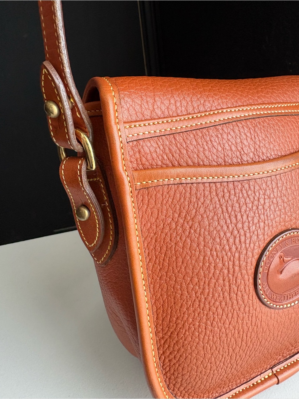 Dooney & Bourke awl British Tan Leather mini Outback Square Crossbody Bag - Picture 8 of 16